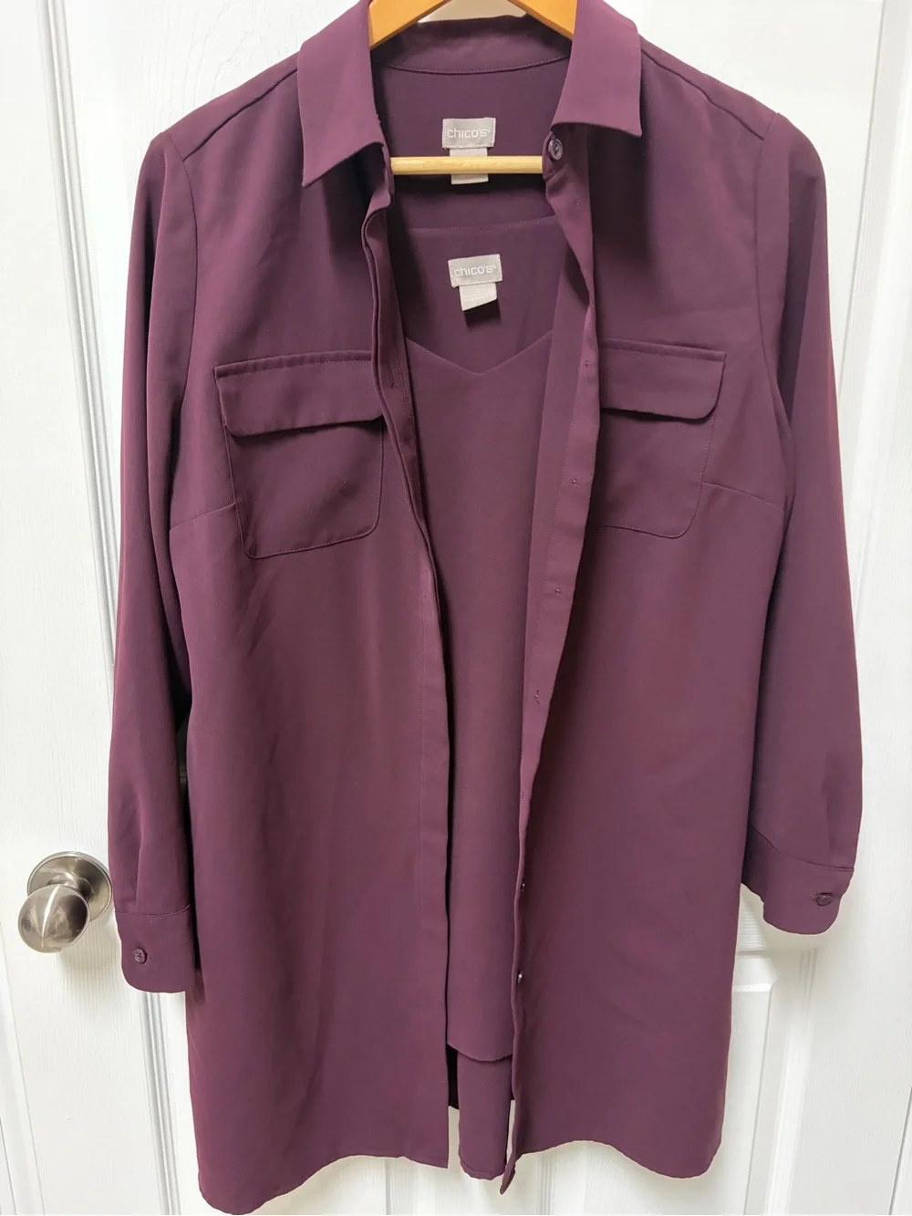 Chico's Maroon Two-Piece Tunic Set